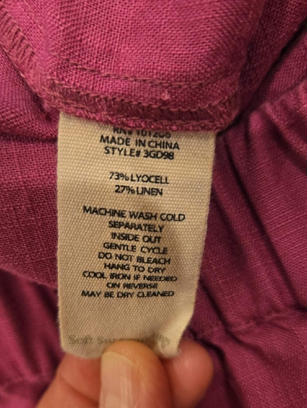 Soft Surroundings Raspberry Magenta Elastic-Waist Linen-Blend Pants - Picture 9 of 10